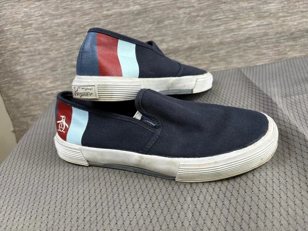 Original Penguin Shoes Mens Size 7 Blue Canvas Slip On Casual Comfort Sneakers
